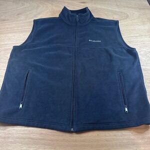 Columbia Mens XXL Black Fleece Vest Full Zip Outdoor Hiking Casual Core